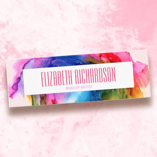 Colorful Rainbow Modern Trendy Abstract Vibrant Mini Business Card
