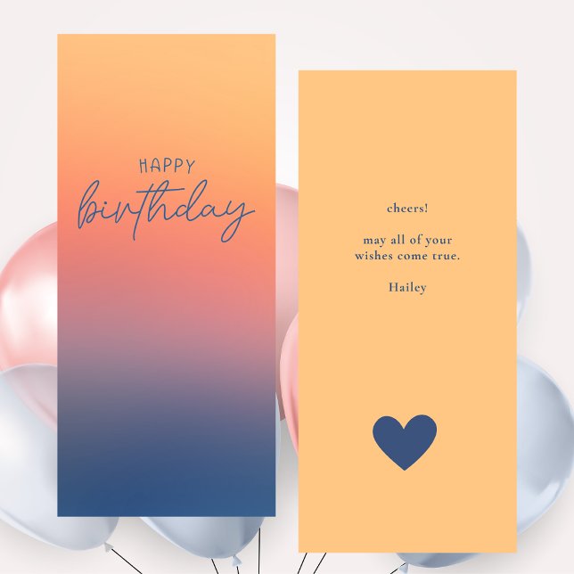 Colorful Rainbow Modern Whimsical Trendy Birthday (Flat Greeting Card)