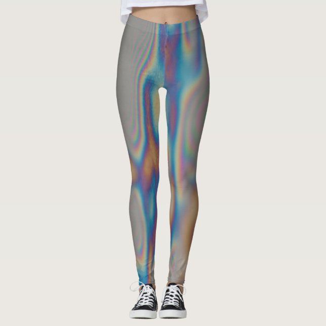 Colorful rainbow moiré reflection leggings (Front)