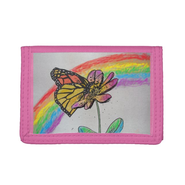 Colorful Rainbow Monarch Butterfly Art Wallet (Front)