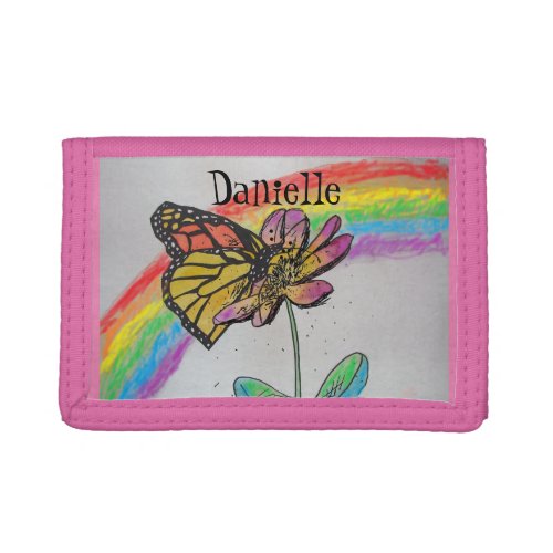 Colorful Rainbow Monarch Butterfly Name Wallet