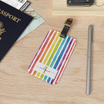 Colorful Rainbow Monogram Name Watercolor Stripes Luggage Tag<br><div class="desc">Add a name and initial to this colorful rainbow watercolor stripes luggage tag to create a unique one of a kind vacation gift or treat yourself to a bright and bold monogrammed luggage tag for your next adventure</div>