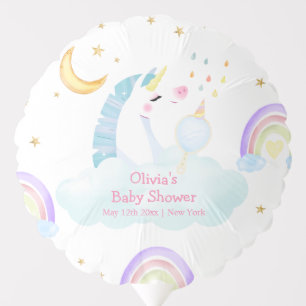Colorful Rainbow Moon Star Unicorn Baby Shower Balloon