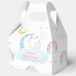 Colorful Rainbow Moon Star Unicorn Baby Shower Favor Boxes