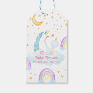 Colorful Rainbow Moon Star Unicorn Baby Shower Gift Tags