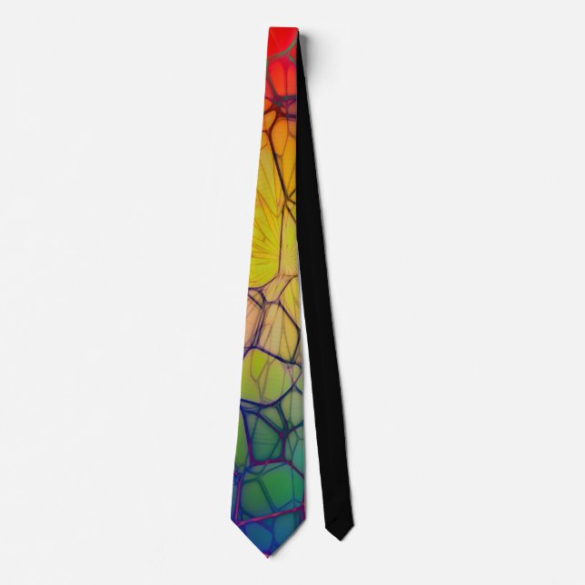 Colorful Rainbow Mosaic Abstract Neck Tie (Front)