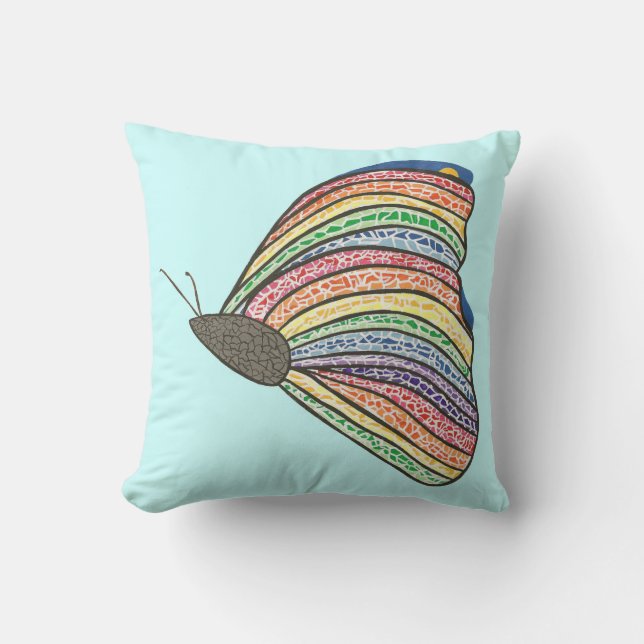 Colorful Rainbow Mosaic Butterfly Pillows (Front)