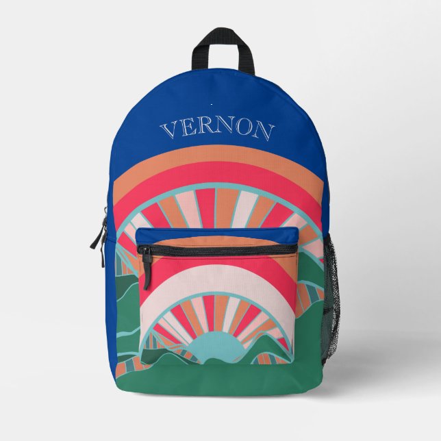 Colorful Rainbow Mountain  Printed Backpack (Front)