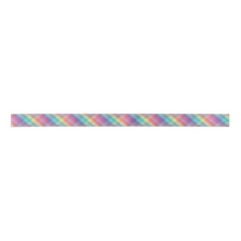 Colorful Rainbow Multicolor Crosshatch Plaid Satin Ribbon by DaisyPrint at Zazzle