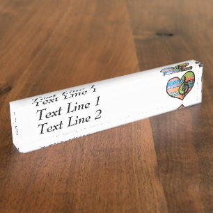 Colorful Rainbow Music Heart Personalized Name Plate