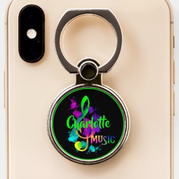 Colorful Rainbow Music Note Personalized Phone Ring Stand by Flissitations at Zazzle