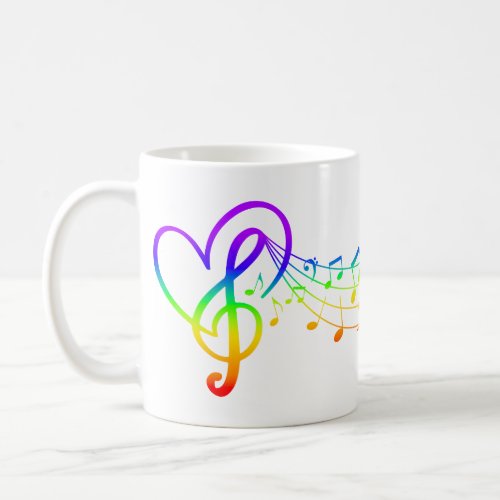Colorful Rainbow Music Notes LGBTQ Gay Pride Coffee Mug