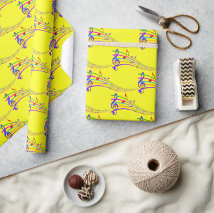 Colorful Rainbow Musical Notes Wrapping Paper