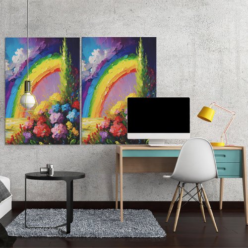 Colorful Rainbow Nature Scene Neo_impressionism Canvas Print
