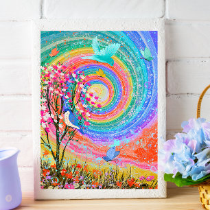 Colorful Rainbow Nature Wildflowers. Poster