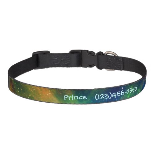 Colorful Rainbow Nebula Personalized Dog Collar