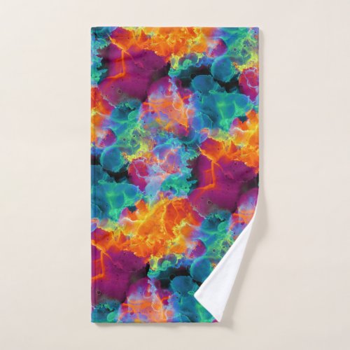 Colorful Rainbow Neon Abstract Watercolor Bath Towel Set