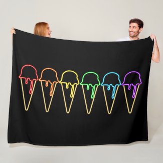 Colorful Rainbow Neon Lights Ice Cream Cones