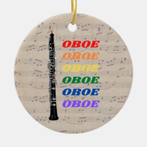 Colorful Rainbow Oboe Oboist    Ceramic Ornament