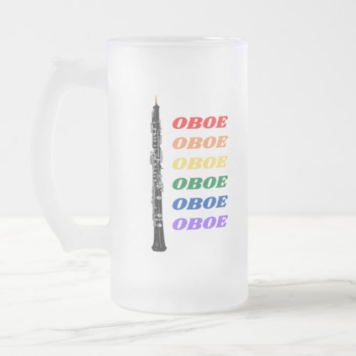 Colorful Rainbow Oboe Oboist    Frosted Glass Beer Mug