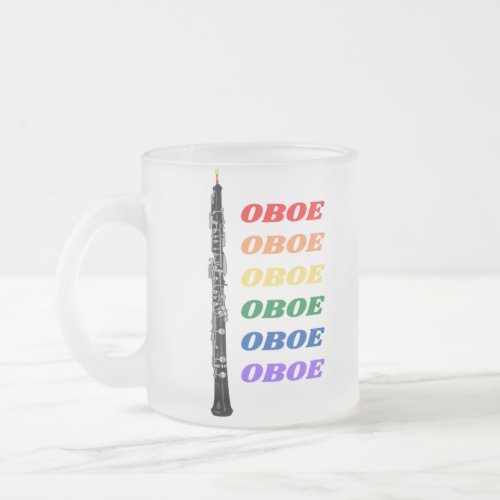 Colorful Rainbow Oboe Oboist    Frosted Glass Coffee Mug