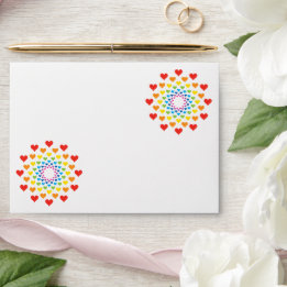 Colorful Rainbow of Hearts Envelope