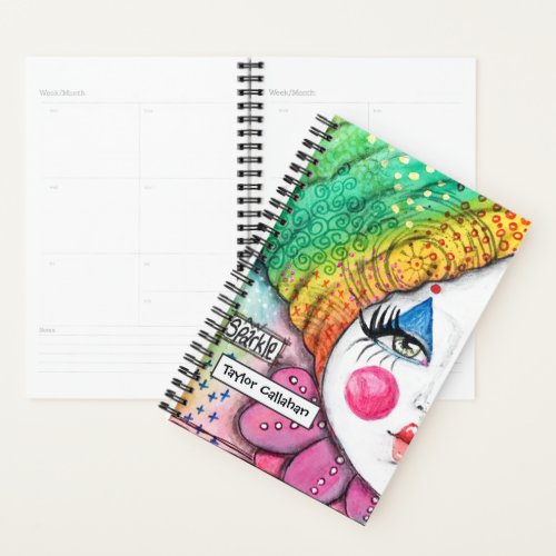 Colorful Rainbow Ombre Clown Girl Cute Whimsical Planner