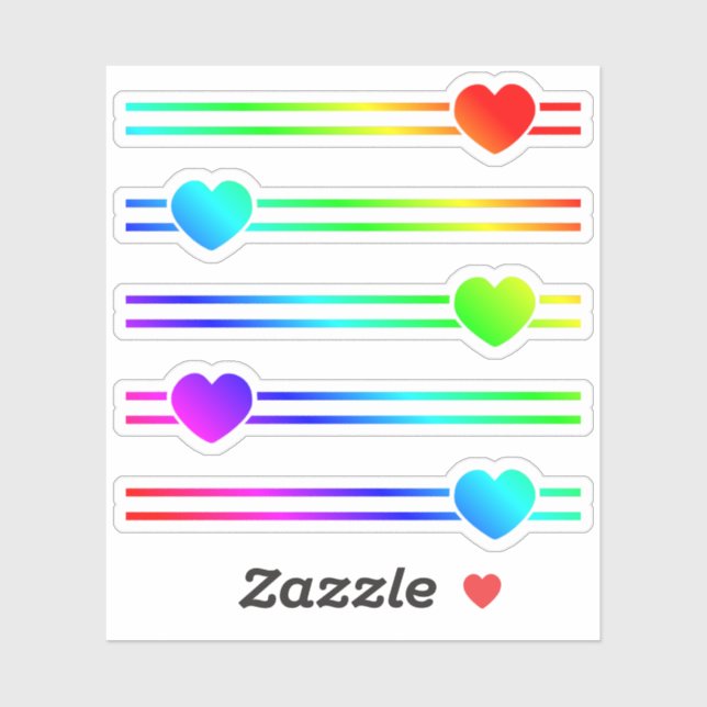 Colorful Rainbow Ombre Heart Lines Tiny Shapes Sticker (Sheet)