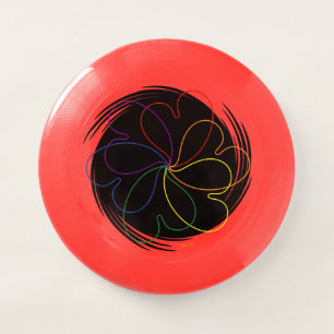Colorful Rainbow on Black Cool heartS flower Wham-O Frisbee