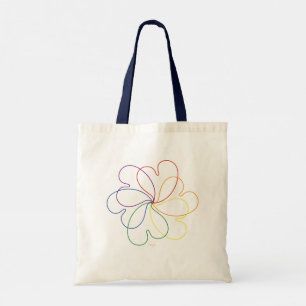 Colorful Rainbow on White Chic heartS flower Tote Bag
