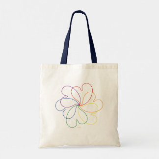 Colorful Rainbow on White Chic heartS flower Tote Bag