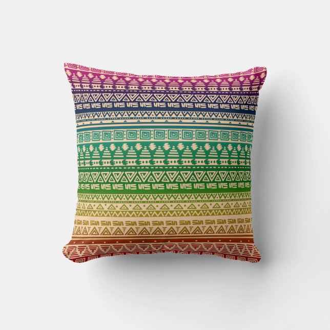 Colorful rainbow ornament throw pillow (Front)