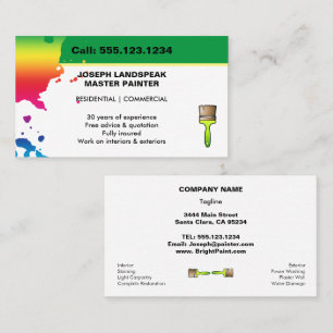 Colorful Rainbow Paint Drips Master Painter Business Card