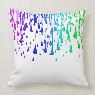 Colorful Rainbow Paint Drips Throw Pillow