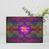 Colorful Rainbow Paisley Wedding Invitation (Standing Front)