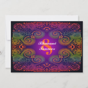 Colorful Rainbow Paisley Wedding Invitation