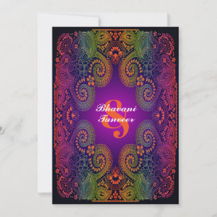 Colorful Rainbow Paisley Wedding Invitation 2