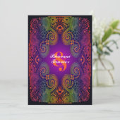Colorful Rainbow Paisley Wedding Invitation 2 (Standing Front)