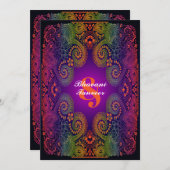 Colorful Rainbow Paisley Wedding Invitation 2 (Front/Back)