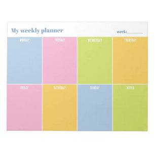 Colorful Rainbow Pastel Custom Weekly Planner Notepad