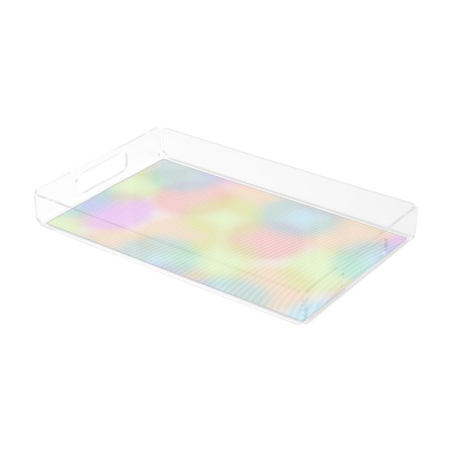 Colorful Rainbow pastel Geometric Circle Pattern Acrylic Tray (Angled)