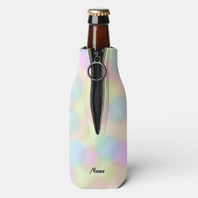 Colorful Rainbow pastel Geometric Circle Pattern Bottle Cooler (Bottle Back)