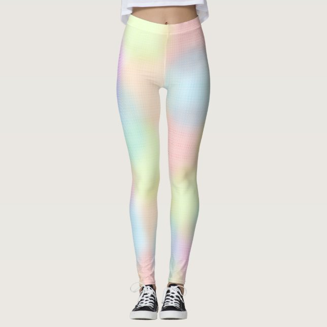 Colorful Rainbow pastel Geometric Circle Pattern Leggings (Front)