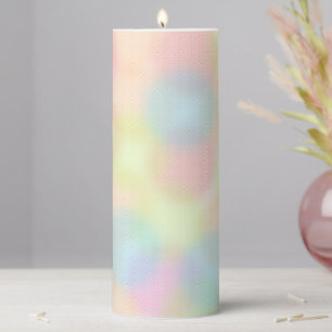 Colorful Rainbow pastel Geometric Circle Pattern Pillar Candle