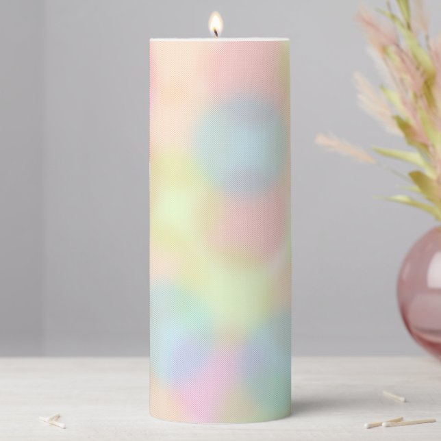 Colorful Rainbow pastel Geometric Circle Pattern Pillar Candle (In Situ)