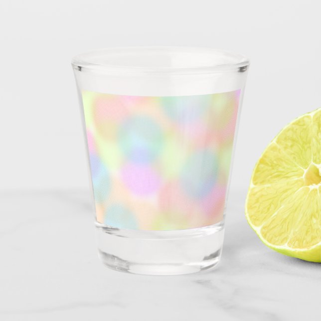Colorful Rainbow pastel Geometric Circle Pattern Shot Glass (Front)