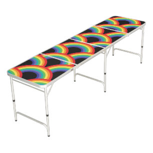 Colorful Rainbow Pattern Beer Pong Table