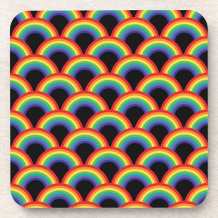 Colorful Rainbow Pattern Beverage Coaster