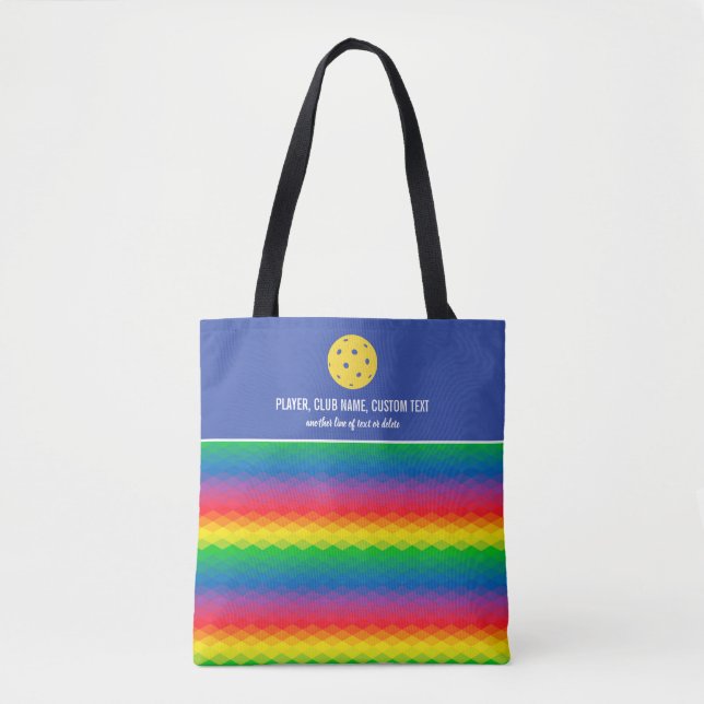 Colorful Rainbow Pattern Custom Pickleball Paddle Tote Bag (Front)
