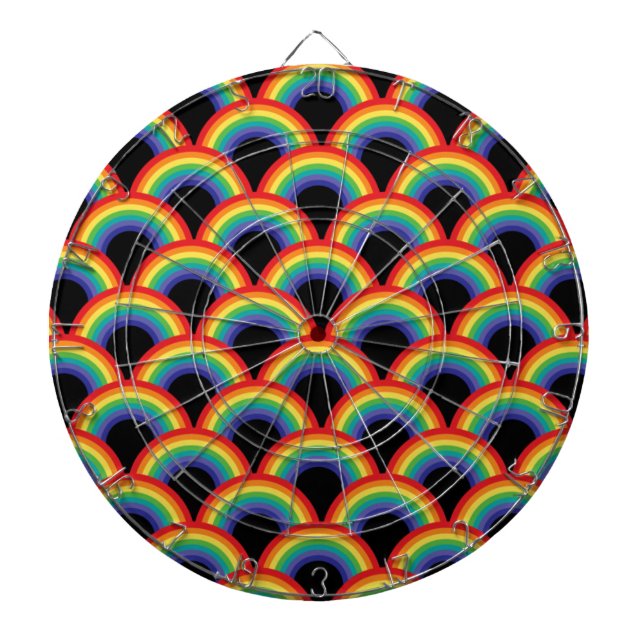Colorful Rainbow Pattern Dart Board (Front)